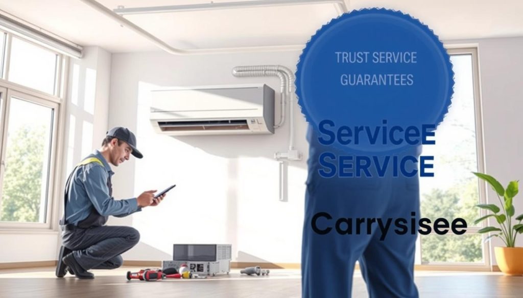 A detailed illustration of a modern HVAC installation process in a well-lit, airy environment. In the foreground, a technician in professional attire is carefully examining CVC (heating, ventilation, and air conditioning) equipment, with tools neatly arranged nearby. The middle ground features a newly installed air conditioning unit mounted on a wall with visible ducts and piping, showcasing the intricate process of installation. In the background, a spacious, eco-friendly room with large windows allows natural light to flood in, highlighting the importance of sustainability. Soft shadows and ambient lighting create a professional yet inviting atmosphere, emphasizing reliability and trust in service guarantees. The lens captures the scene with a clear focus on the technician and the installation work, inspiring confidence in the audience. A detailed illustration of a modern HVAC installation process in a well-lit, airy environment. In the foreground, a technician in professional attire is carefully examining CVC (heating, ventilation, and air conditioning) equipment, with tools neatly arranged nearby. The middle ground features a newly installed air conditioning unit mounted on a wall with visible ducts and piping, showcasing the intricate process of installation. In the background, a spacious, eco-friendly room with large windows allows natural light to flood in, highlighting the importance of sustainability. Soft shadows and ambient lighting create a professional yet inviting atmosphere, emphasizing reliability and trust in service guarantees. The lens captures the scene with a clear focus on the technician and the installation work, inspiring confidence in the audience.