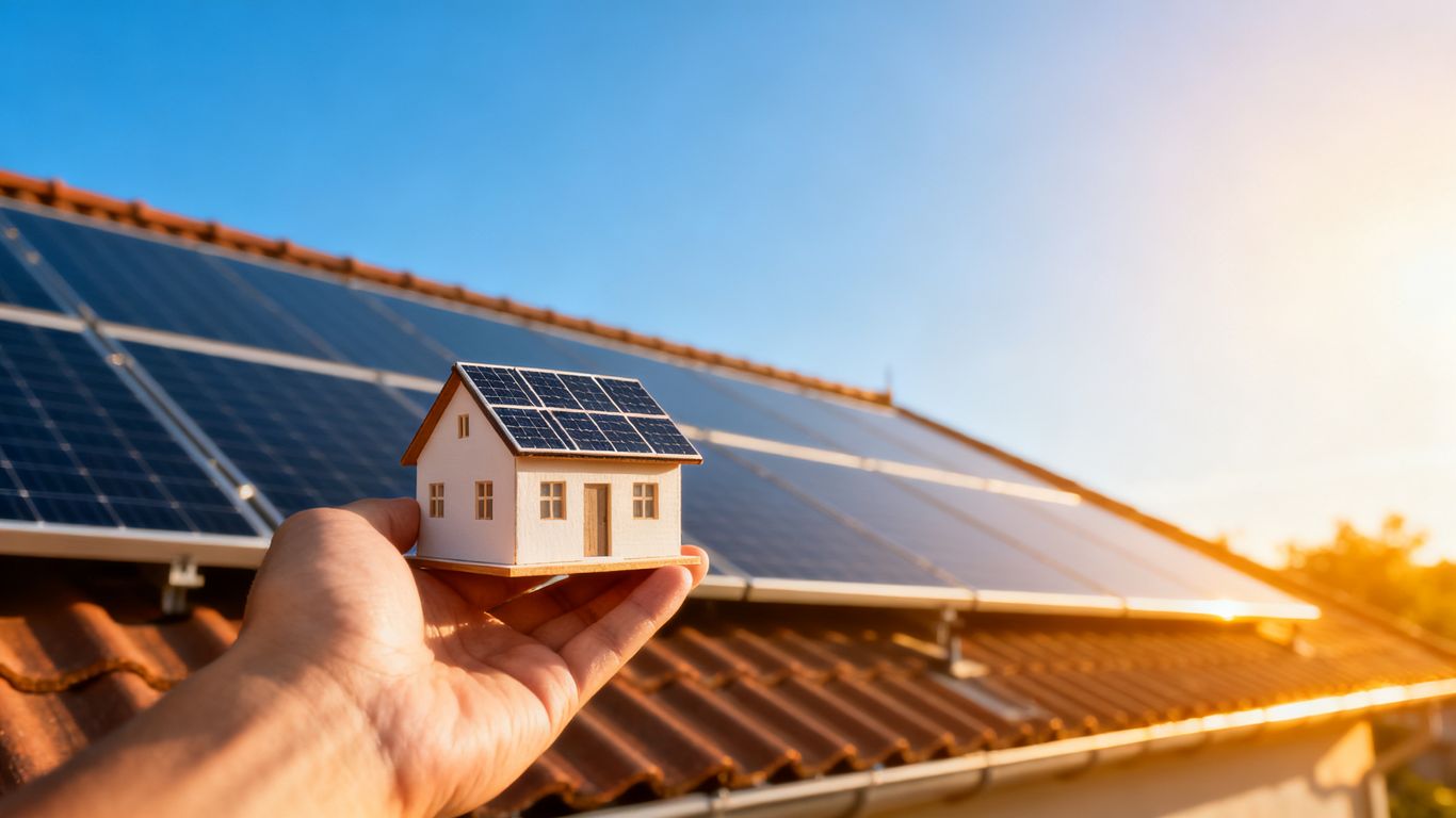 Maison avec panneaux solaires sur le toit