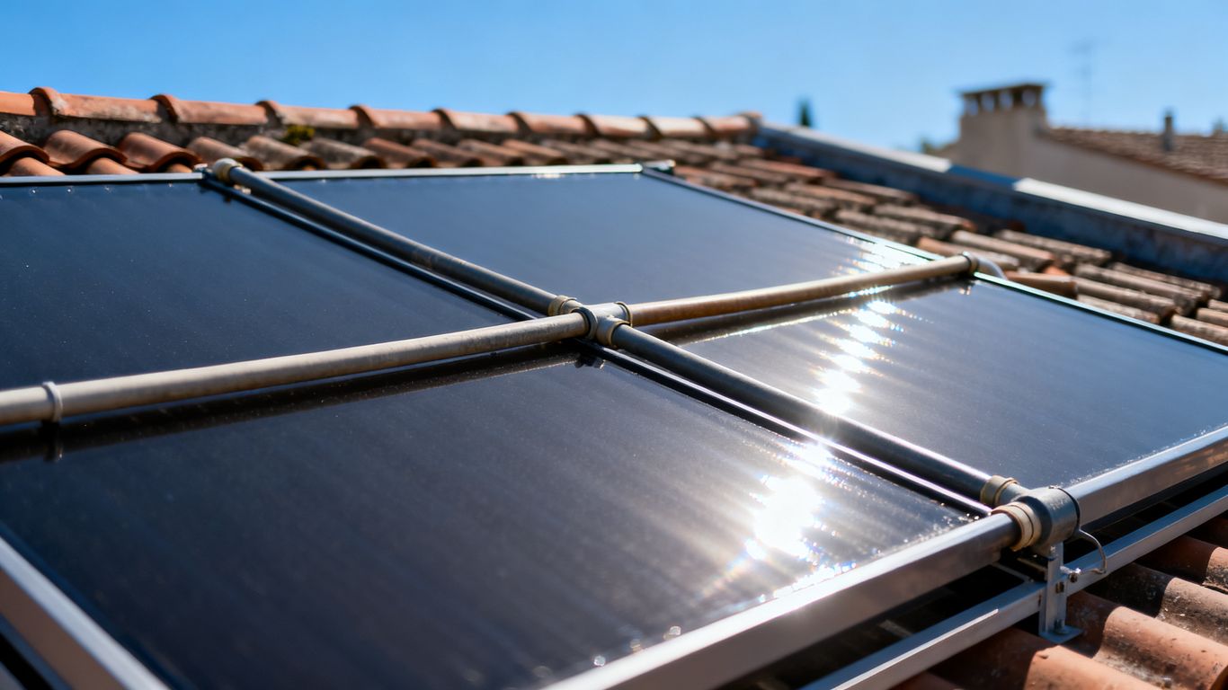 Panneau solaire pour chauffe-eau sur un toit